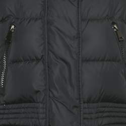 Pre Owned Moncler Black Sherlyn Trim Nylon Aphroti Long Down Jacket M