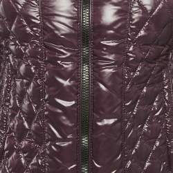 Pre Owned Moncler Purple Synthetic Short Biker Jacket M