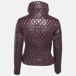 Pre Owned Moncler Purple Synthetic Short Biker Jacket M