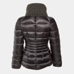 Pre Owned جاكيت مونكلير مبطن صناعي باللون الأسود مقاس كبير (لارج)