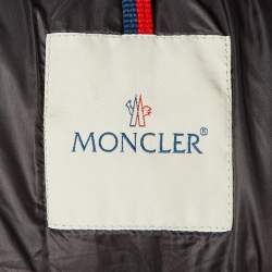 Pre Owned جاكيت مونكلير مبطن صناعي باللون الأسود مقاس كبير (لارج)