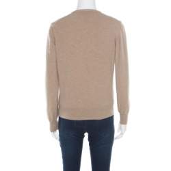Moncler Beige Wool V-Neck Sweater XL
