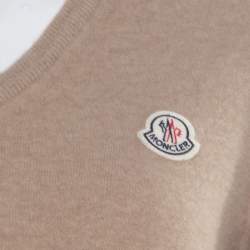 Moncler Beige Wool V-Neck Sweater XL