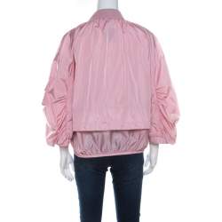 Pre Owned Moncler Pink Layered Zip Front Lightweight Bomber Jacket XL