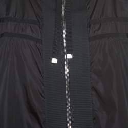 Pre Owned Moncler Black Grosgrain Trim Balloon Sleeve Hooded Jacket L