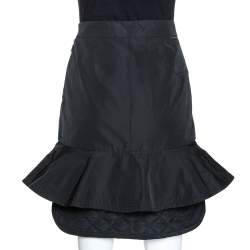 Pre Owned Moncler Premiere Black Down Quilted Trim Flounce Skirt S