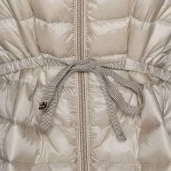Moncler Beige Down Quilted Light Weight Hooded Barbel Coat S