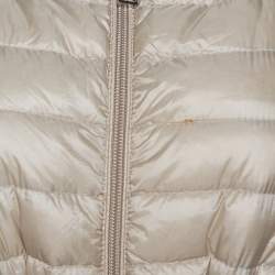 Moncler Beige Down Quilted Light Weight Hooded Barbel Coat S