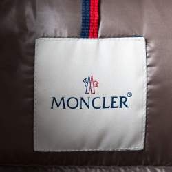 Pre Owned Moncler Greige Down Quilted Berre Puffer Jacket L