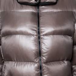 Pre Owned Moncler Greige Down Quilted Berre Puffer Jacket L