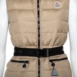 Pre Owned Moncler Beige Synthetic Padded Gaelle Vest XS