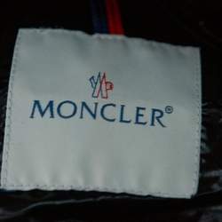 Pre Owned Moncler Grey Synthetic Quilted High Collar Belted Aliso Jacket L