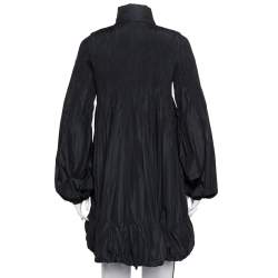 Pre Owned Moncler Black Synthetic Micro Pleated Detail Sizuka Coat M