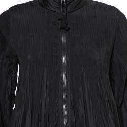 Pre Owned Moncler Black Synthetic Micro Pleated Detail Sizuka Coat M