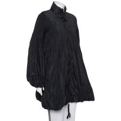 Pre Owned Moncler Black Synthetic Micro Pleated Detail Sizuka Coat M