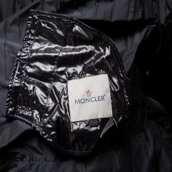 Pre Owned Moncler Black Synthetic Micro Pleated Detail Sizuka Coat M