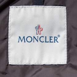 Moncler Grey Synthetic Fur Lined Belted Hooded Puffer Jacket M