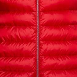 Pre Owned Moncler Red Synthetic Quilted Hooded Jacket XL