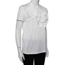 Pre Owned Moncler Genius White Cotton Applique Detail Simone Rocha T-Shirt S