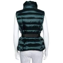 Pre Owned Moncler Dark Green Puffer Down Belted Tareg Gilet M