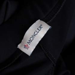 Pre Owned Moncler Navy Blue Logo Printed Knit Pantalone Leggings M