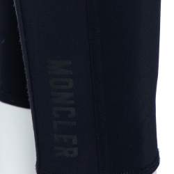 Pre Owned Moncler Navy Blue Logo Printed Knit Pantalone Leggings M