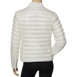 Moncler Ivory Down Quilted Elasticized Collar Detail Zip Front Jacket S