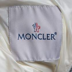 Moncler Ivory Down Quilted Elasticized Collar Detail Zip Front Jacket S