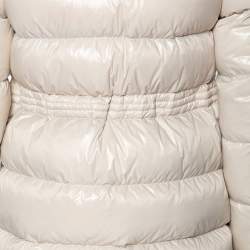 Pre Owned Moncler Off-White Synthetic Fur Lined Hooded Quilted Aphrotiti Jacket XS