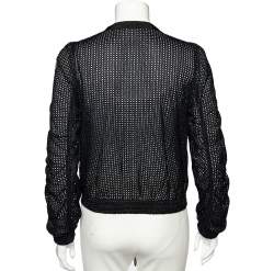 Moncler Black Synthetic Mesh Zip Front Hatsue Jacket S