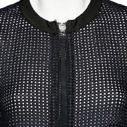 Moncler Black Synthetic Mesh Zip Front Hatsue Jacket S