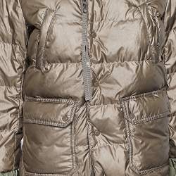 Moncler Khaki Down Synthetic Peplum Trim Detailed Seri Jacket S