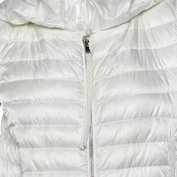 Pre Owned Moncler White Synthetic Quilted Hooded Sleeveless Eble Gilet L