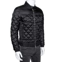 Moncler Black Quilted Down Synthetic Zip Front Jacket M