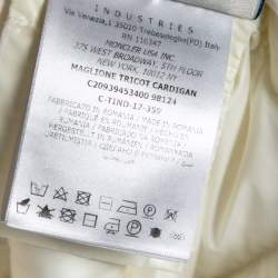 Pre Owned Moncler Cream Down Quilted & Wool Knit Maglione Tricot Cardigan XS