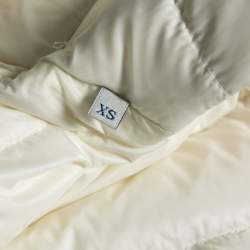 Pre Owned Moncler Cream Down Quilted & Wool Knit Maglione Tricot Cardigan XS