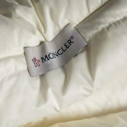 Pre Owned Moncler Cream Down Quilted & Wool Knit Maglione Tricot Cardigan XS