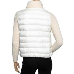 Pre Owned Moncler Cream Down Quilted & Wool Knit Maglione Tricot Cardigan XS