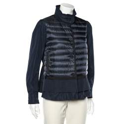 Pre Owned Moncler Navy Blue Quilted Synthetic Cereste Down Jacket M