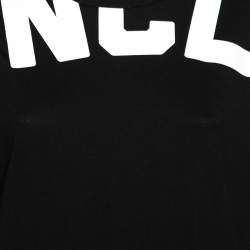 Pre Owned Moncler Black Logo Printed Cotton Side Button Detailed Short Sleeves Dress M