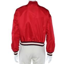 Pre Owned Moncler Red Synthetic Actinote Bomber Jacket S