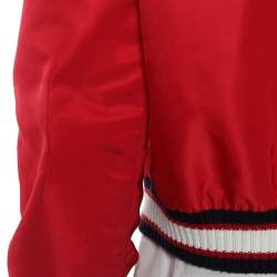 Pre Owned Moncler Red Synthetic Actinote Bomber Jacket S