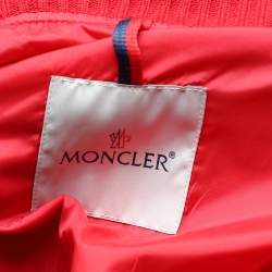 Pre Owned Moncler Red Synthetic Actinote Bomber Jacket S