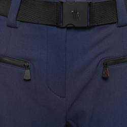 Pre Owned Moncler Grenoble Navy Blue Cady Belted Sportivo Pants M