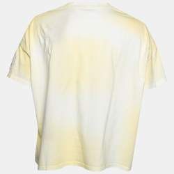 Pre Owned Moncler Yellow Tie-Dye Cotton Oversized Cropped T-Shirt S