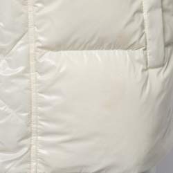 Pre Owned Moncler Ivory Synthetic Down Zip Front Sleeveless Jacket XL