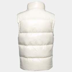 Pre Owned Moncler Ivory Synthetic Down Zip Front Sleeveless Jacket XL