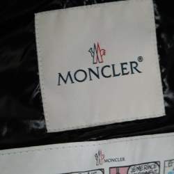 Pre Owned Moncler Black Synthetic Down Zip Front Hooded Jacket M