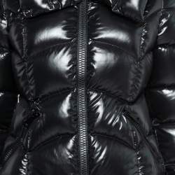 Pre Owned Moncler Black Synthetic Down Zip Front Hooded Jacket M