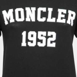 Moncler Black Moncler 1952 Printed Cotton Crew Neck Top S